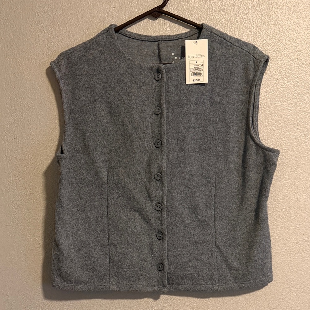 a new day Sleeveless Button-Front Vest - Gray